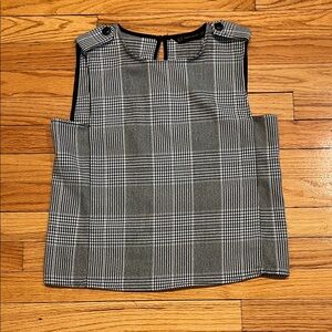 Zara Black and White Checkered/ Plaid Houndstooth Boxy Top